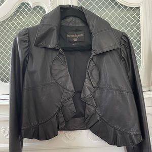 Petite Mini Leather Jacket. Size L, runs XS/S